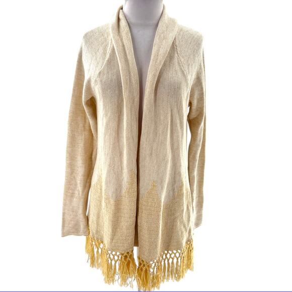 Lilly Pulitzer Tatum Long Fringe Hem Cardigan metallic gold sz L - Picture 8 of 8